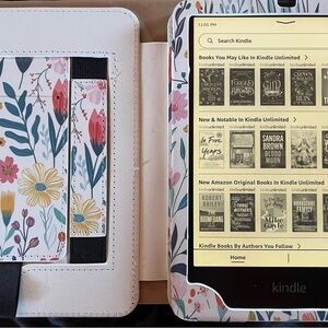Amazon White eBook Reader with Protective Floral Case